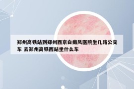 郑州高铁站到郑州西京白癜风医院坐几路公交车 去郑州高铁西站坐什么车