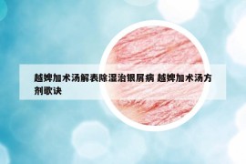越婢加术汤解表除湿治银屑病 越婢加术汤方剂歌诀