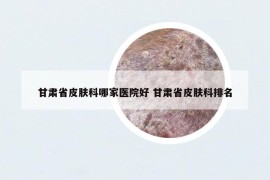 甘肃省皮肤科哪家医院好 甘肃省皮肤科排名