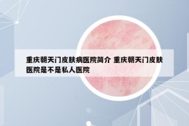 重庆朝天门皮肤病医院简介 重庆朝天门皮肤医院是不是私人医院