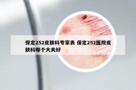 保定252皮肤科专家表 保定252医院皮肤科哪个大夫好