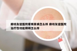 廊坊友谊医院看银屑病怎么样 廊坊友谊医院治疗性功能障碍怎么样