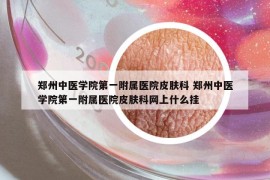郑州中医学院第一附属医院皮肤科 郑州中医学院第一附属医院皮肤科网上什么挂